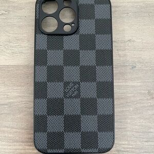 iPhone 16 pro max Black and Gray Checkered Phone Case
